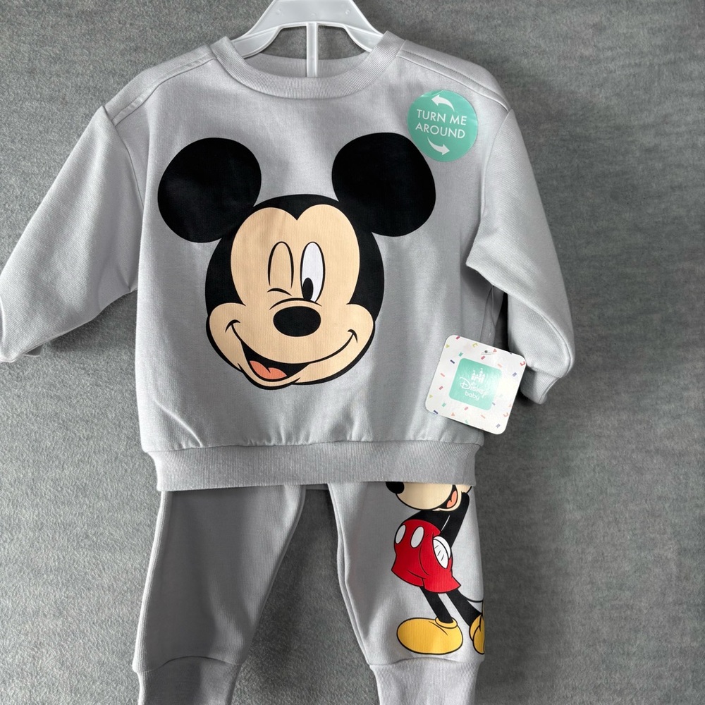 Disney Baby Clothes Mickey Mouse & Friends 2 Piece Outfit Gray Size 18M